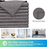 Vista 2 de HOMEXCEL Paño de limpieza de microfibra gris, paquete de 24 paños de limpieza para cocina, sin pelusa, sin rayones, altamente absorbentes