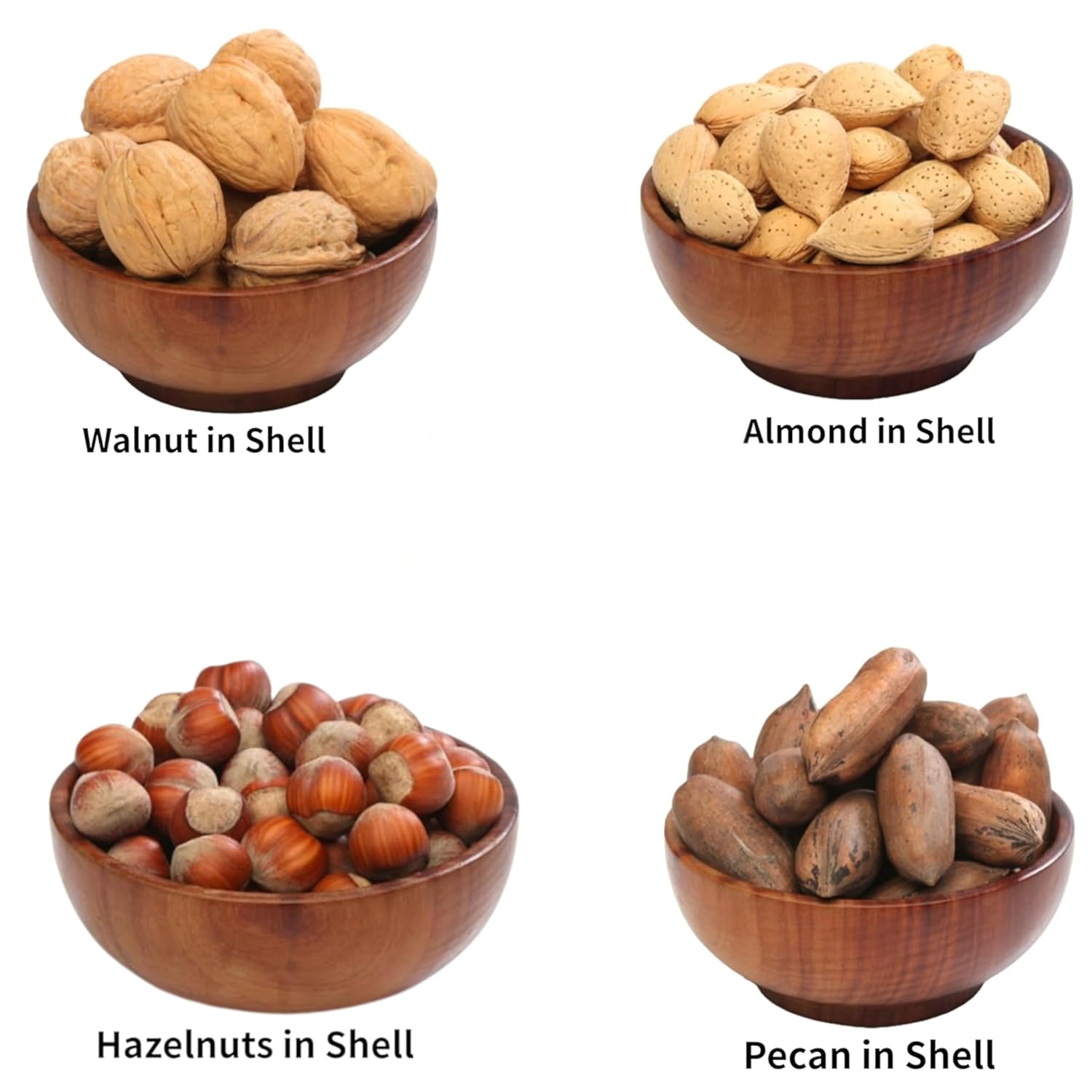 Premium In-Shell Nut Variety Pack, 4 lbs, Mixed Nuts in Shell, Walnut, Almond, Pecan & Hazelnut, Separate Bags Packed in One Box, Fresh Whole Nuts