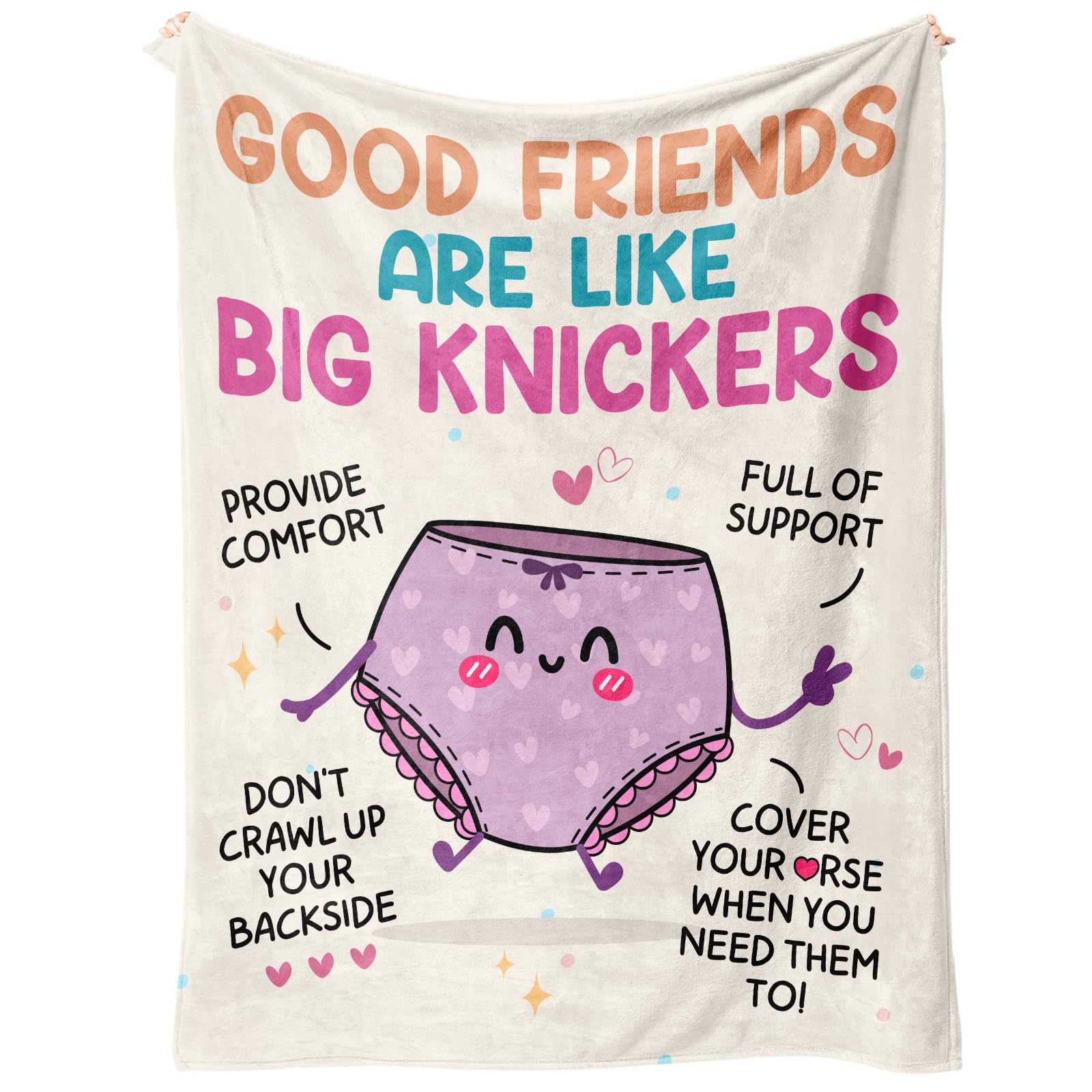 SECOGM Best Friend Blanket Gifts for Women, Friendship Birthday Gifts for Women, Best Friend Presents for Female, Bestie Gifts on Birthday Christmas, Funny BBF Soul Sister Big Knickers Blanket 50X60in
