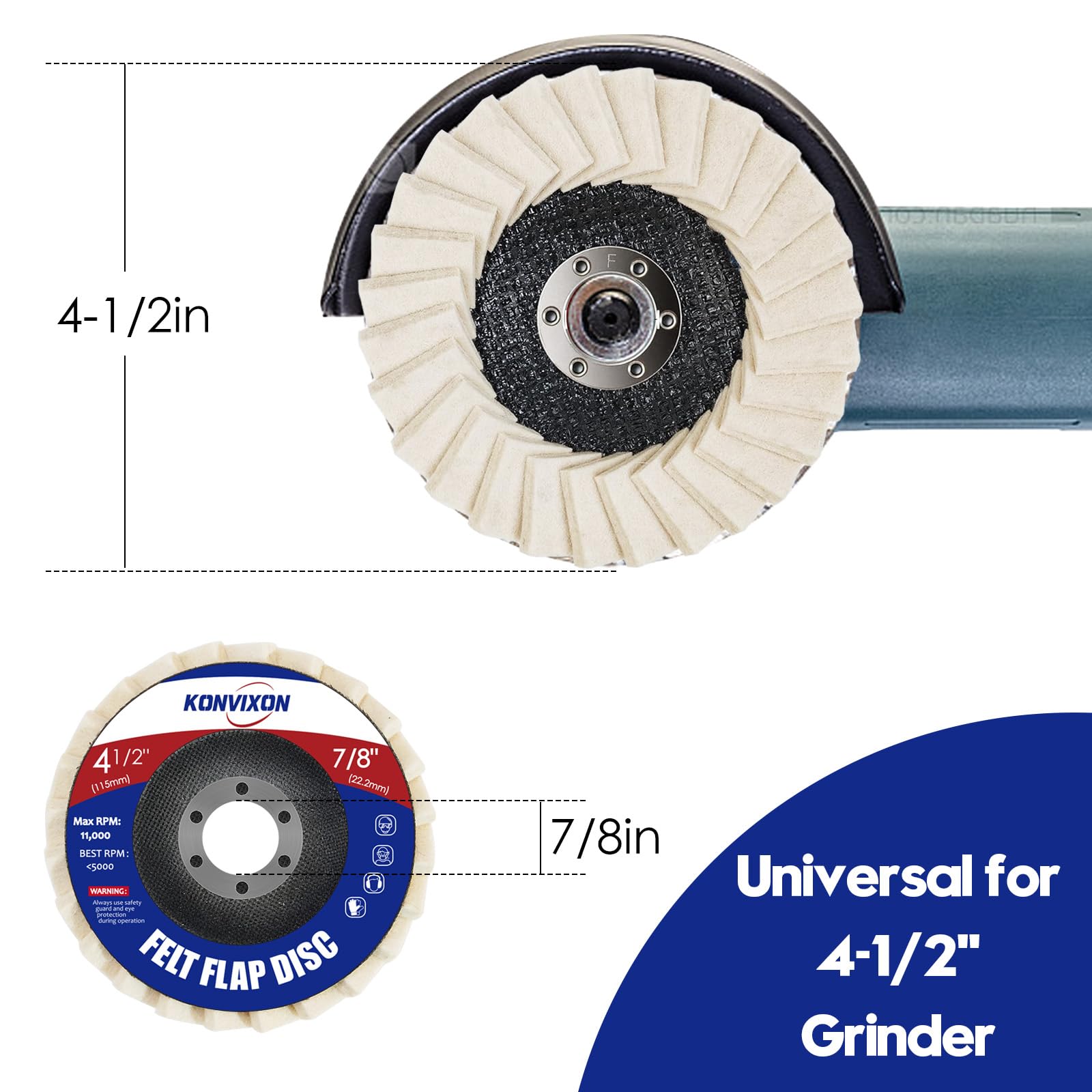 Wool Felt Flap Discs - Polishing for Angle Grinders -2