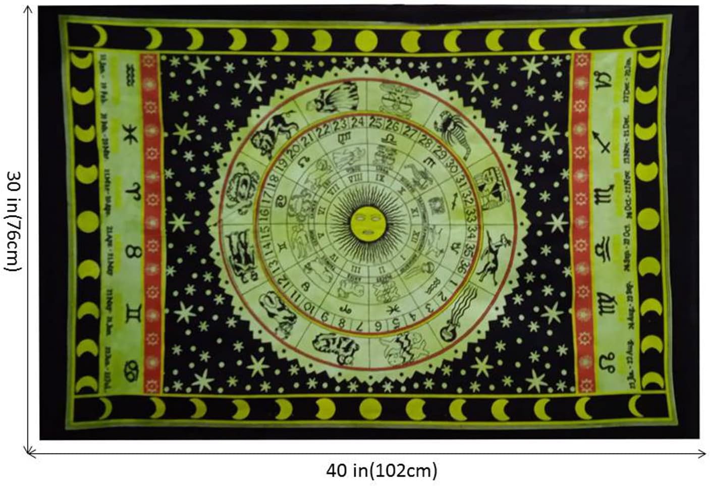 Purpledip Cotton Wall Poster Zodiac SIgns: Bohemian Wall Hanging Tapestry (20070)
