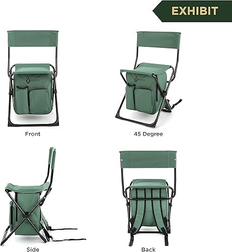 Miniatura 6 de Arrowhead Outdoor Silla de campamento compacta multifunción 3 en 1 mochila, taburete y enfriador aislado, con soporte para botellas y bolsa de