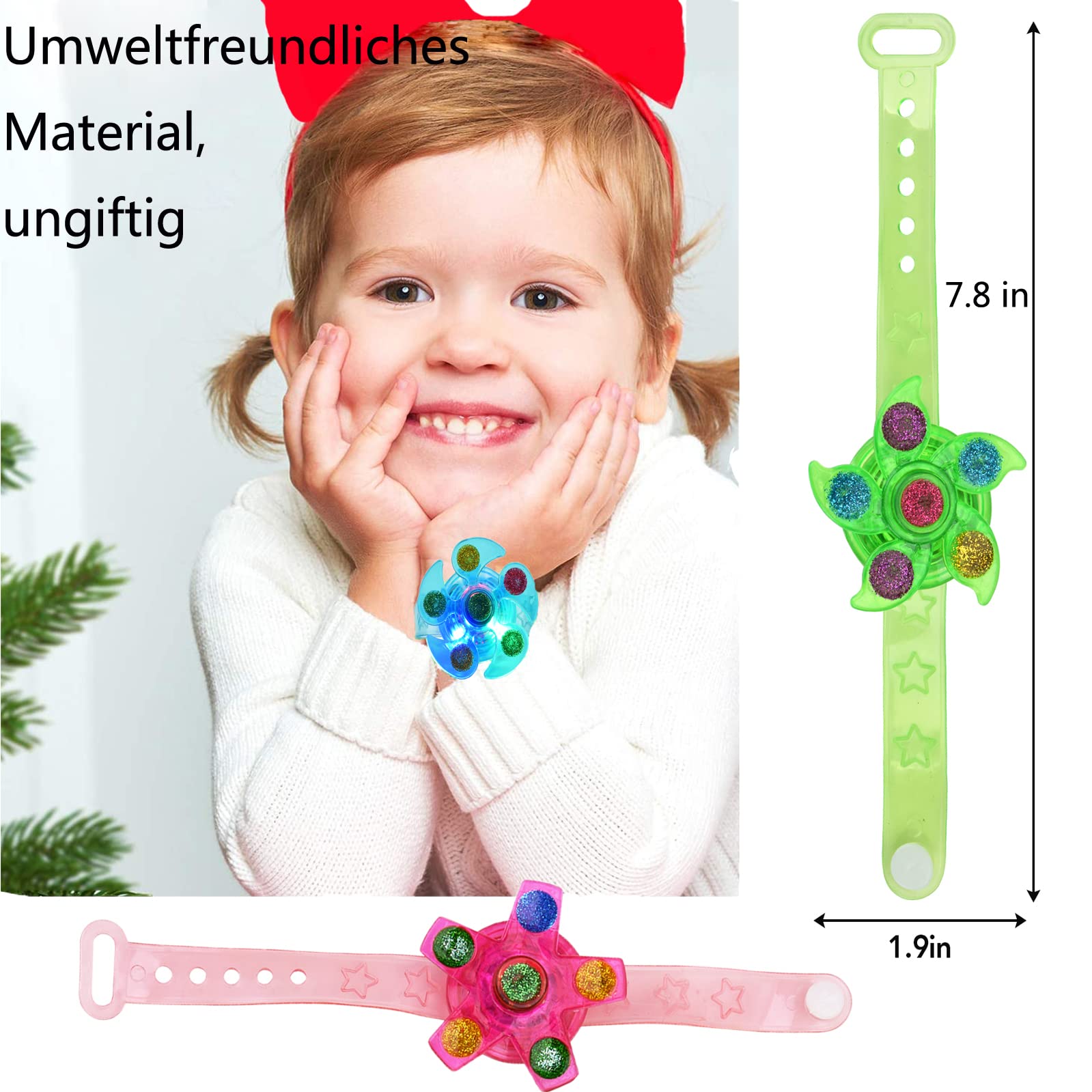 20x Leuchtarmbänder Mit Spinner Für Kinder - Blinkend, Bunt, Für Geburtstag, Halloween, Partys