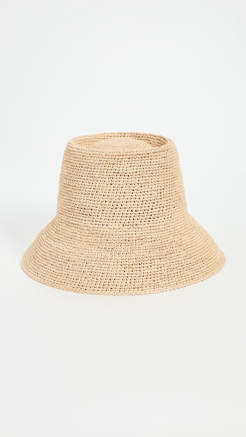 Janessa Leone Women's Felix Bucket Hat, Natural, White, L