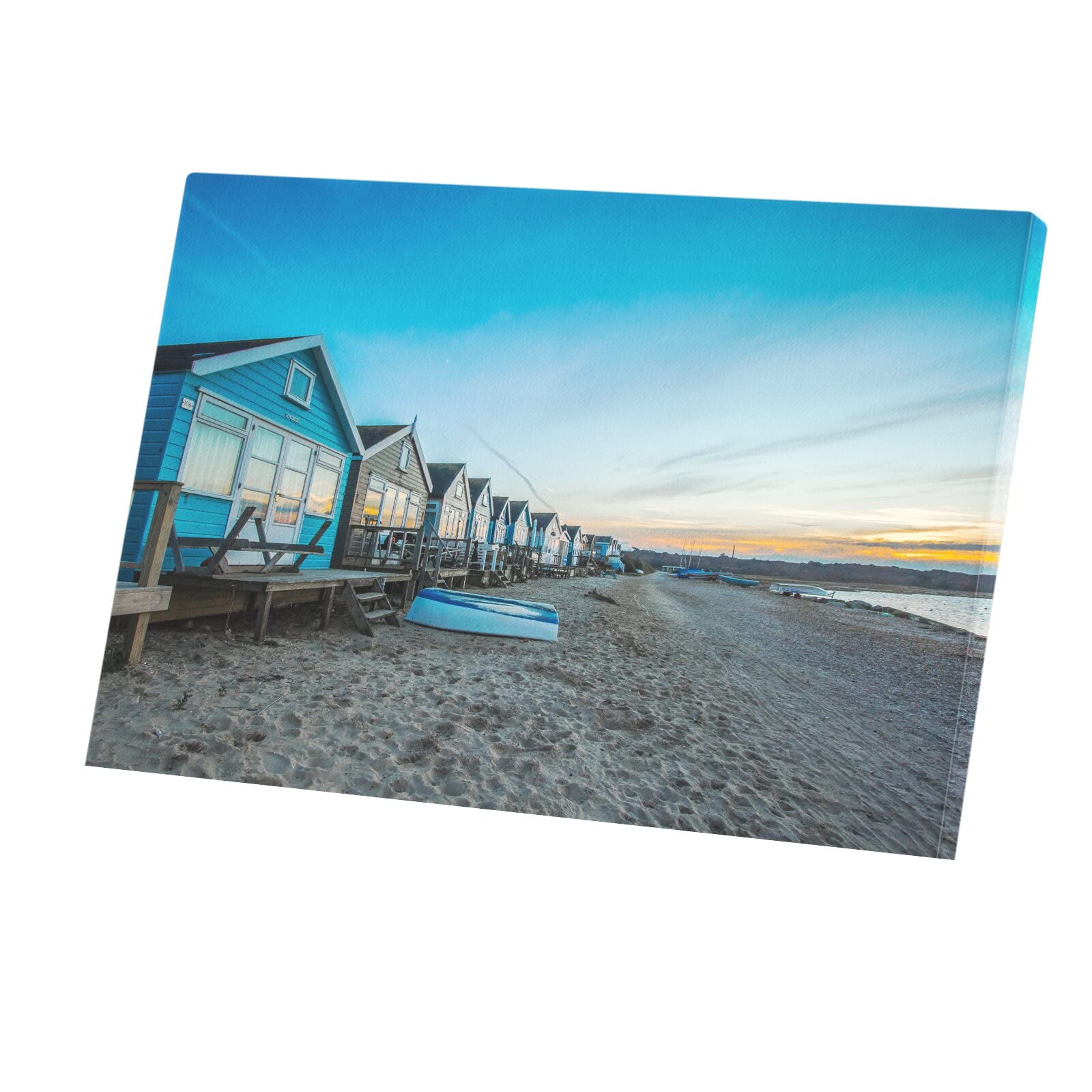Tableau Décoratif Bungalows Mer en Toile Imprimée Plage 60x40cm