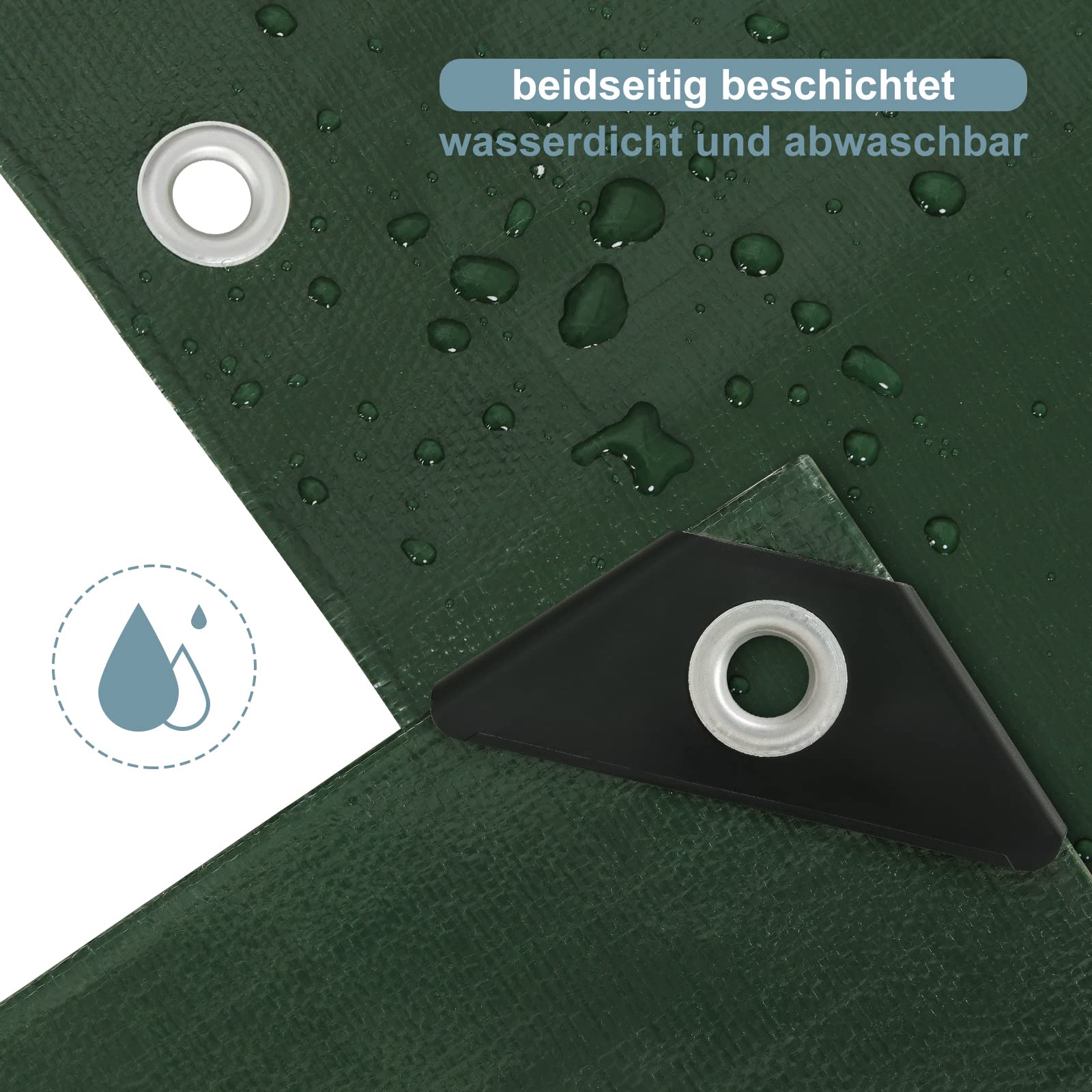 Laneetal Bâche de Protection 3x4m, 280g/m²² PE, Étanche pour Meubles de Jardin, Voiture, Piscine, Bateaux, Corde de 16m Vert