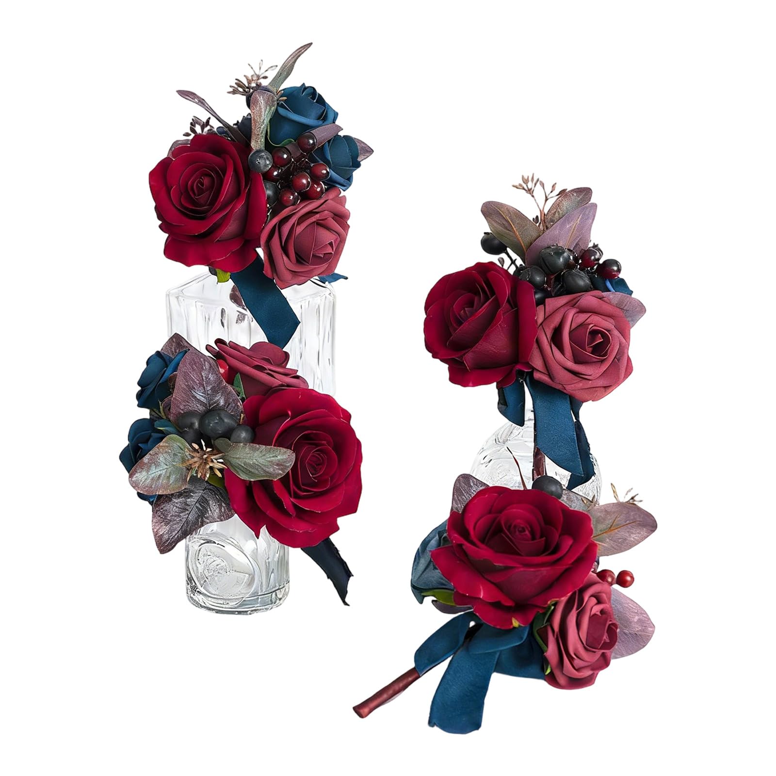Buxuaaaa B Uxuaaaa Of 4 Realistic Silk Flower Ouquets Artificial Wedding Arrangement For Wedding Ridals Party Decorations Artificial Arrangement