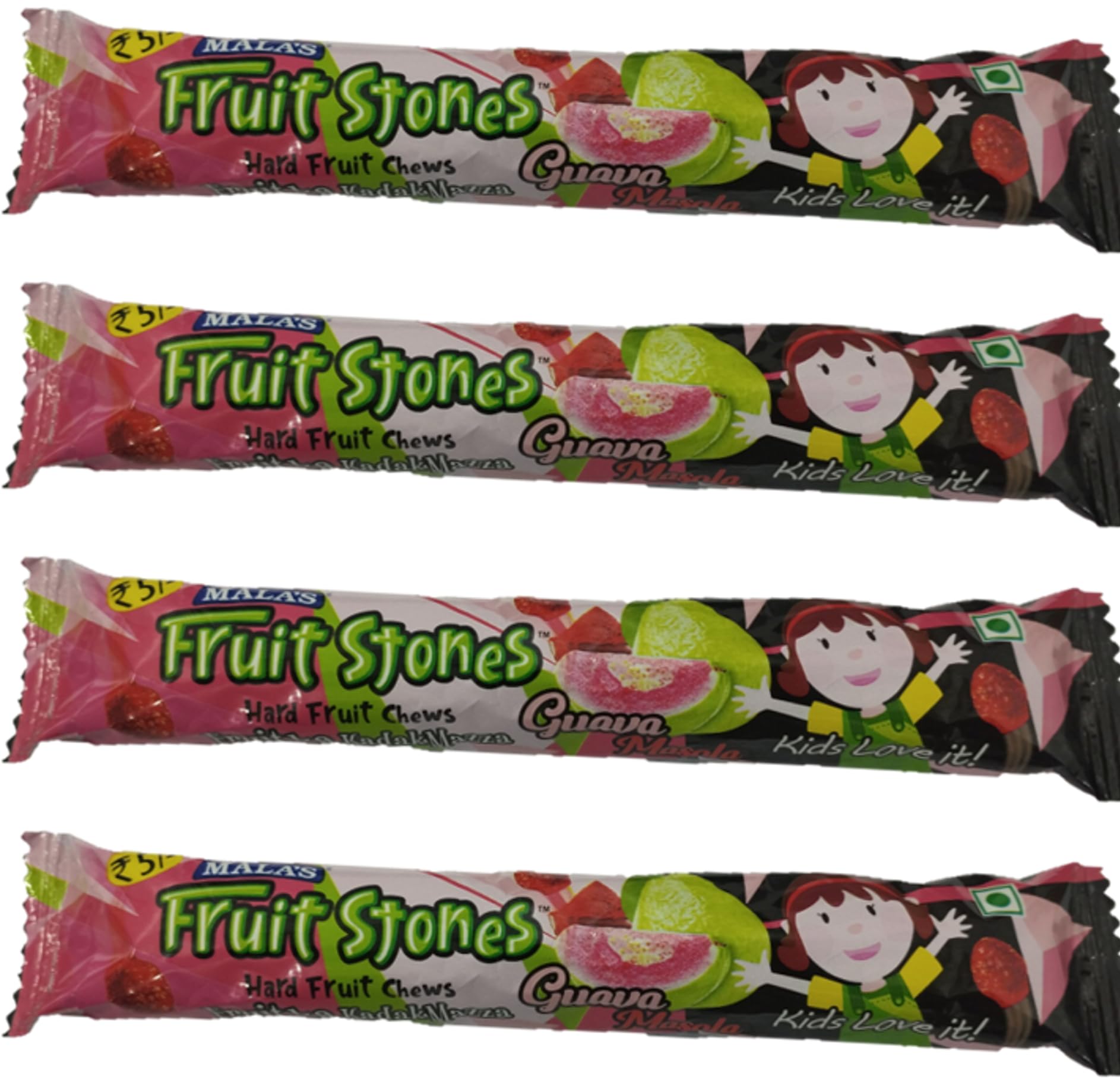 Mala's Fruit Stones Guava Masala Jelly Candy Bar 24g - HUMARABAZAR (PACK OF 4)