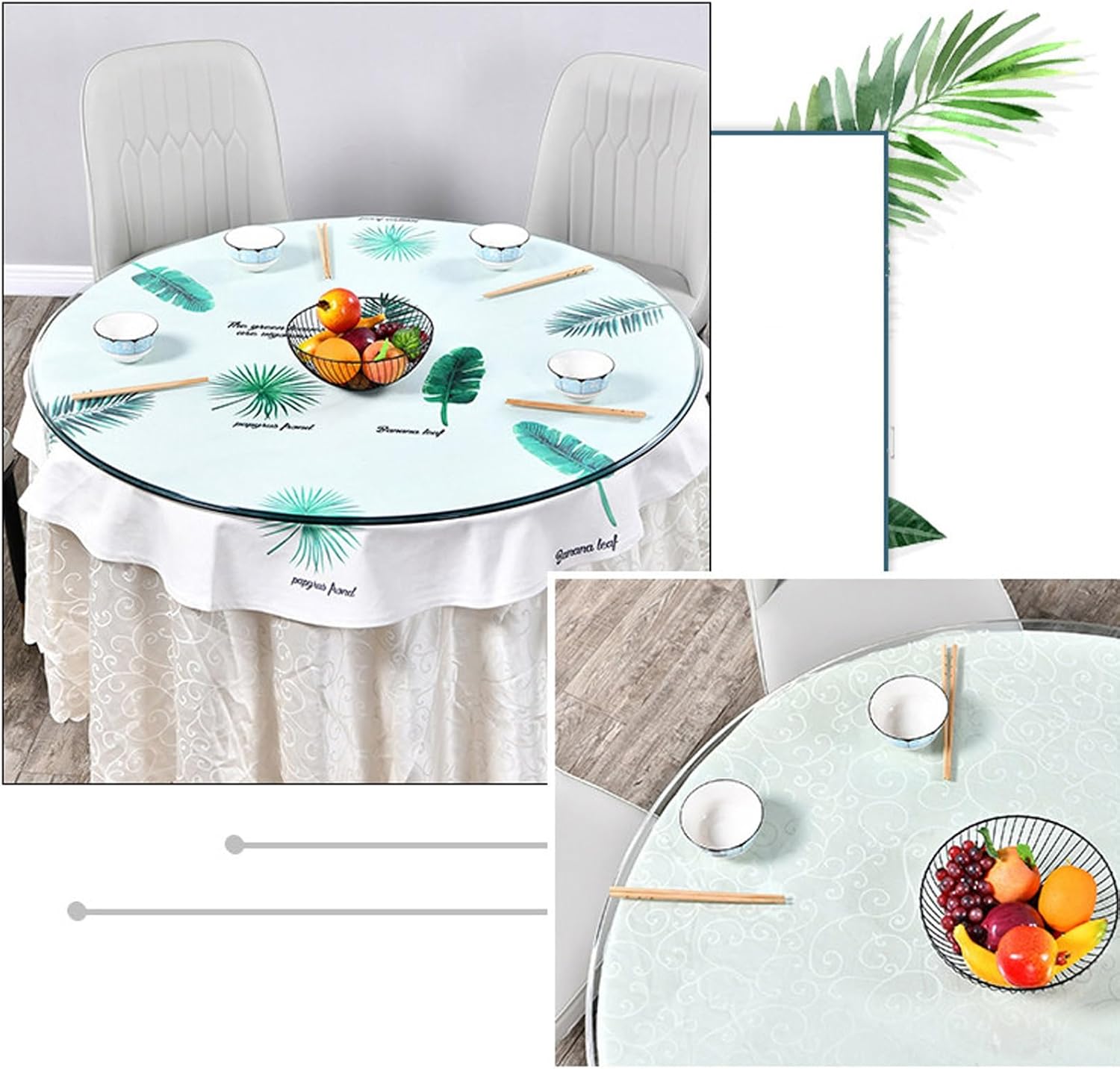 16.5in,17.3in,19.6in,28in,30.7in Tempered Glass Table Top, Round Patio Glass Table Top, Tempered Flat Edge Polish, for Dining Table, Coffee Table, Home，Office(45CM(17.7IN))