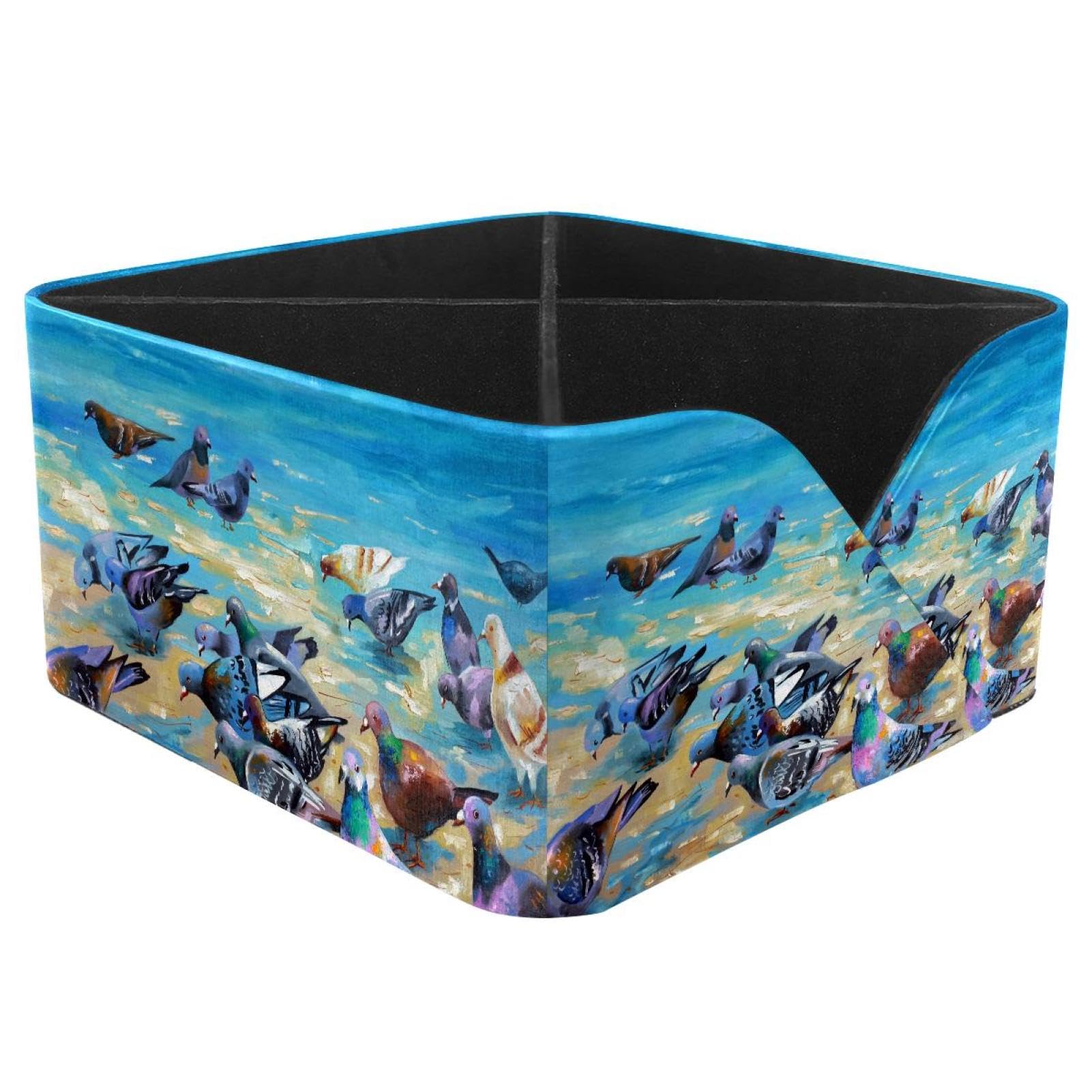 KengjuTesu Beach Pigeons on the Black Sea Coast Desktop Organizer Pen Holder, Rectangular Pencil Cup for Office, Study and Makeup Stations