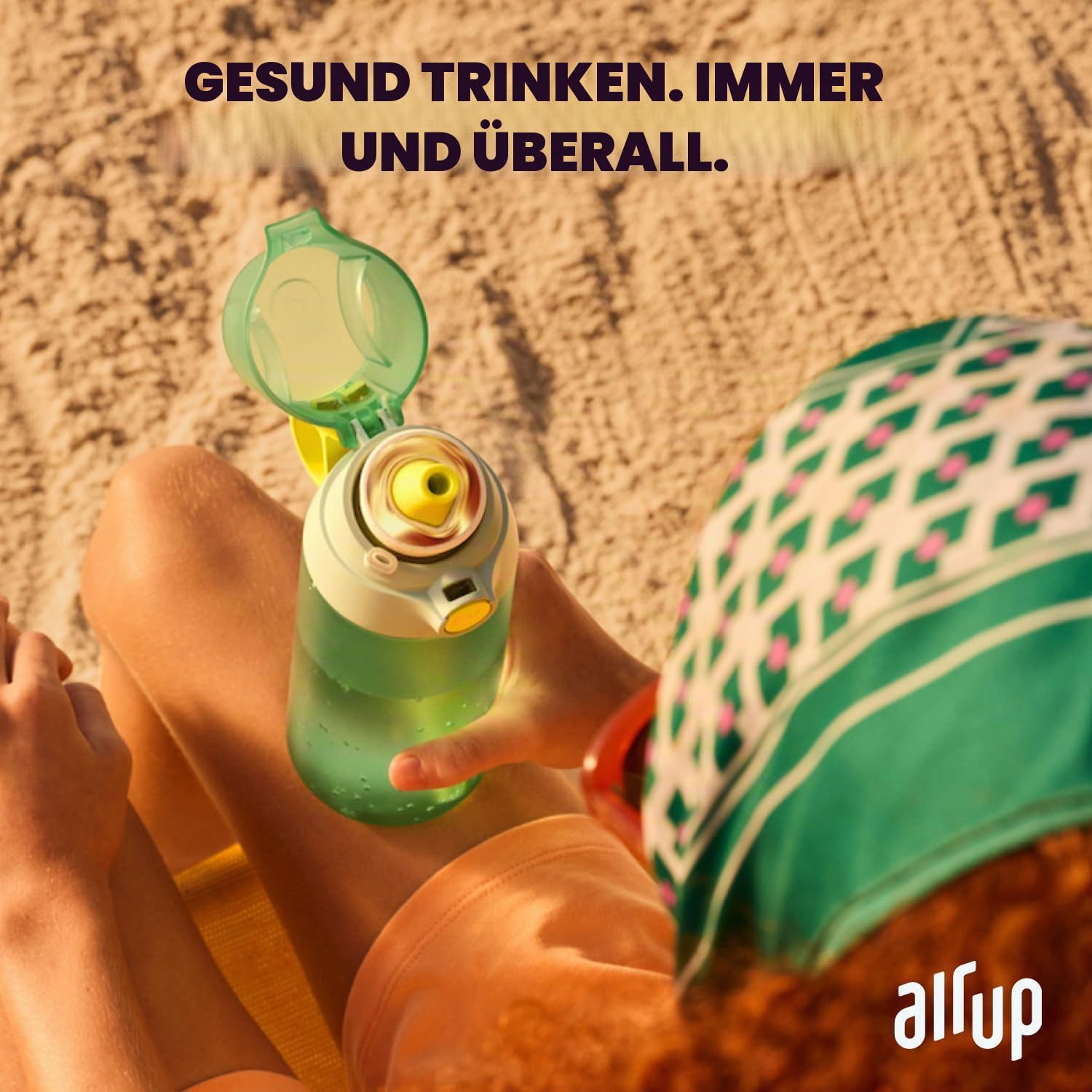 AIR UP Trinkflasche Click Turtle Green Original Starterset mit Pods in 5 Geschmacksrichtungen | 600ml Trinkflasche mit zuckerfreiem Geschmack | spülmaschinengeeignet, BPA-frei