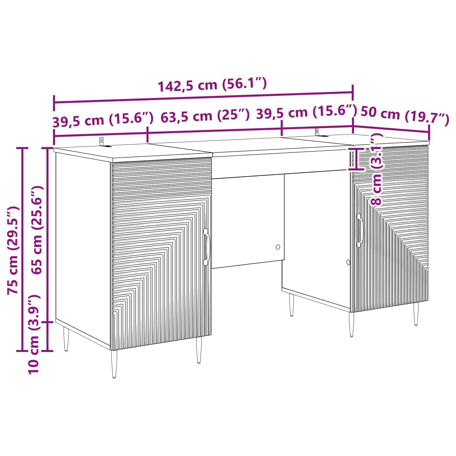 Scrivania nero in legno ingegnerizzato 142,5 x 50 x 75 cm con ripiani e porte girevoli per ufficio studio casa smartworking gaming