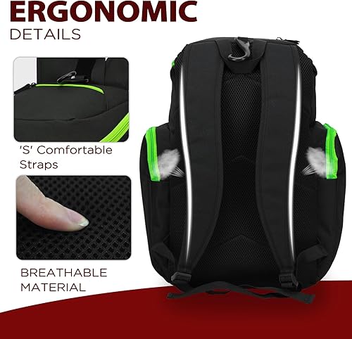 Miniatura 4 de LARIPOP Mochila de baloncesto grande para deportes, bolsa de gimnasio con compartimento para pelotas y compartimento para zapatos para almacenar