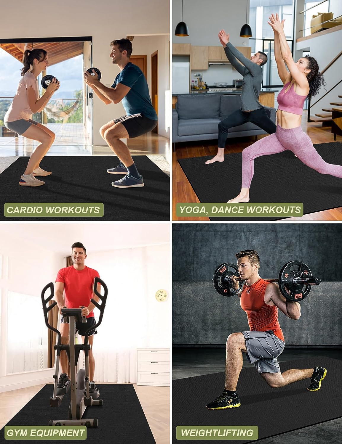 innhom Bodenschutzmatte Fitnessgeräte Fitness Sportmatte Fitnessmatte rutschfest, Hochstrapazierfähige Unterlegmatte Schutzmatte für Laufbänder