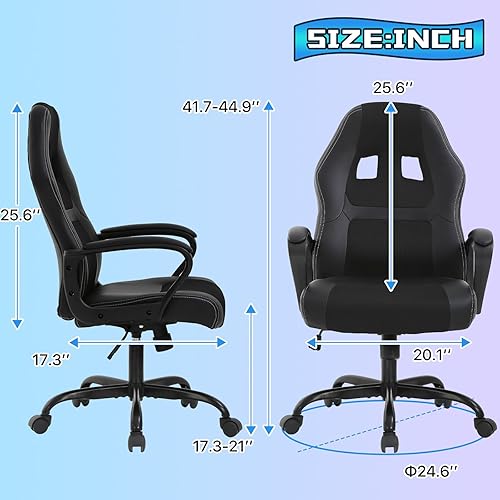 Miniatura 2 de Silla de juegos Silla de computadora de piel sintética con soporte lumbar Sillas de juego de altura ajustable Sillas de escritorio ergonómicas de