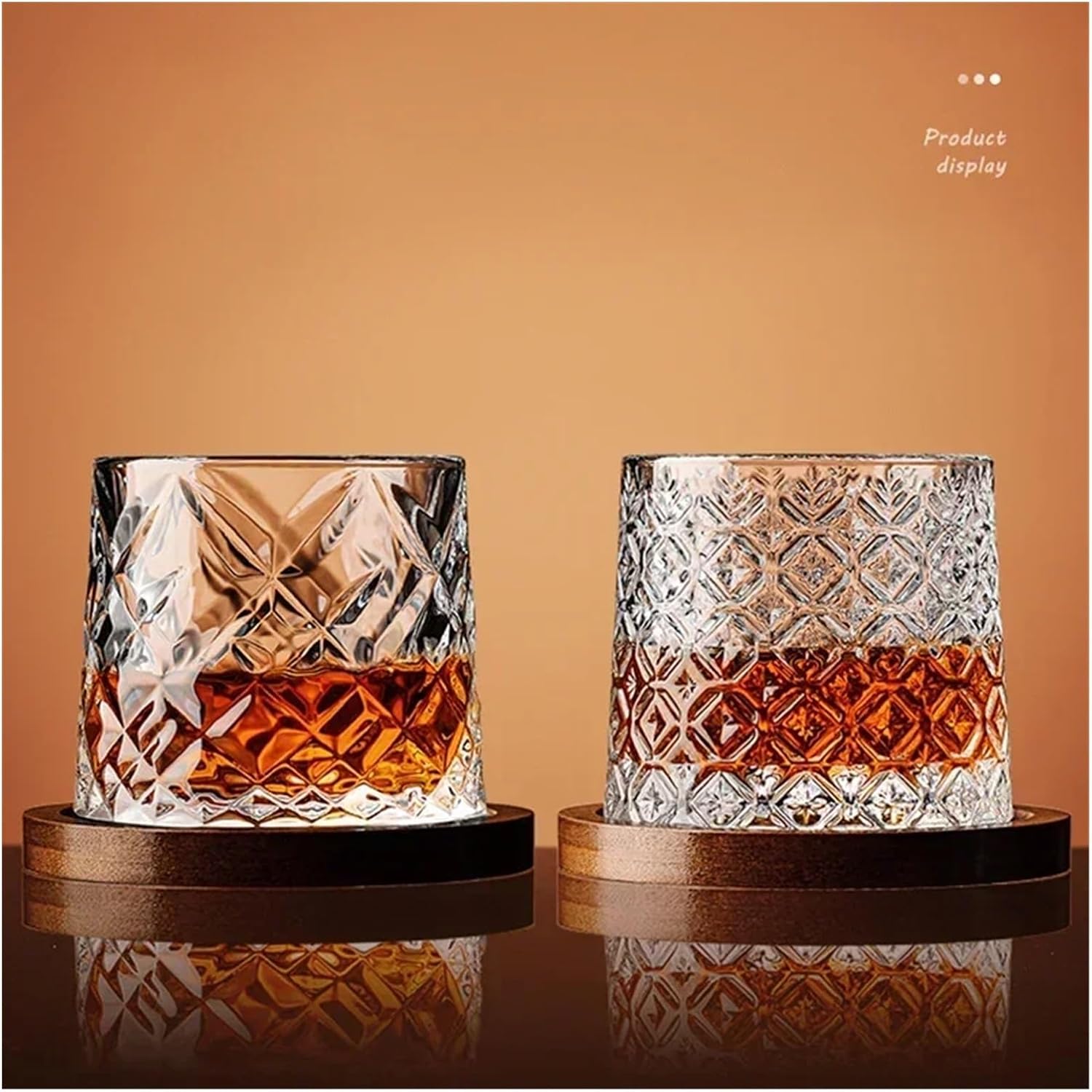 Tumbler Glass With Base Crystal Glasses Rotating Spinning Cup Drinkware Bar Home(Type a)