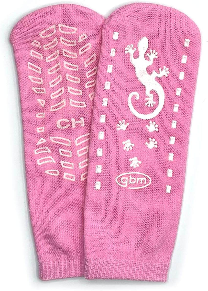 GBM Geckos - Double Tread Non-Slip Safety Socks for Hospital or Yoga - 2 Pairs