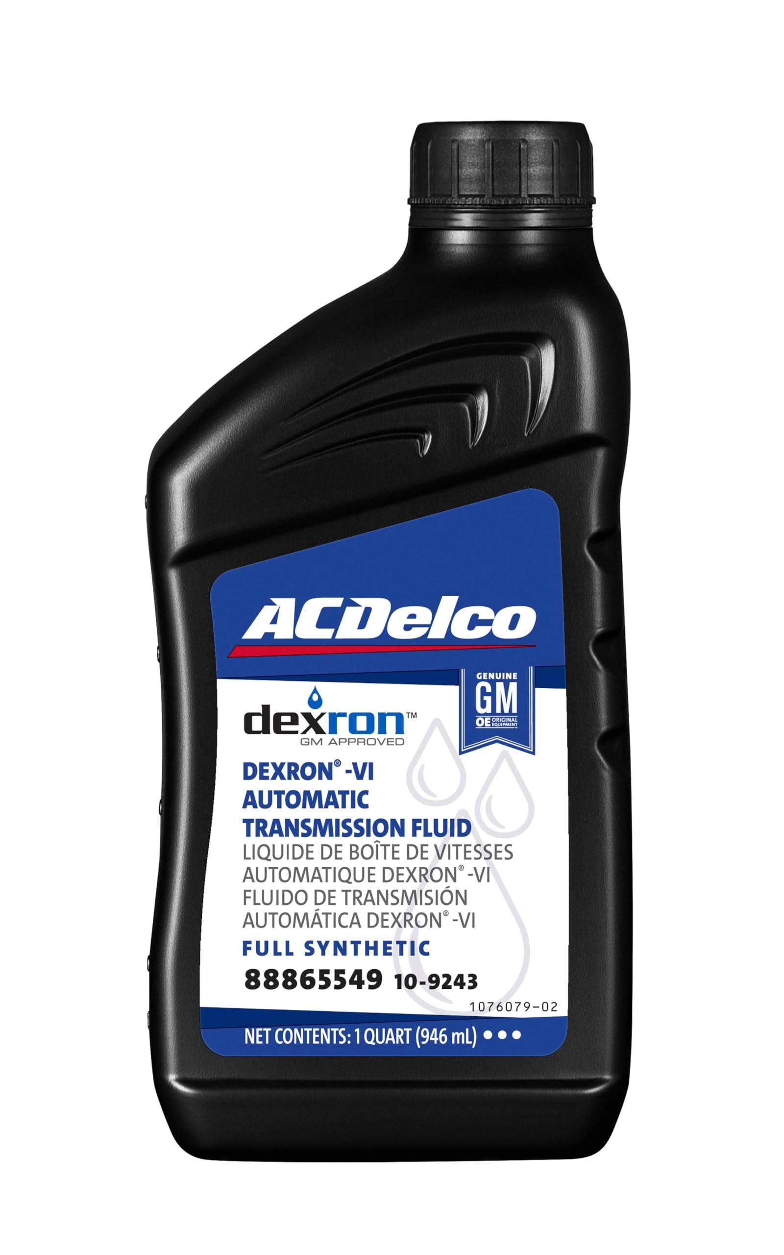 ACDelco GM Original Equipment 10-9243 (88865549) Dexron VI Full Synthetic Automatic Transmission Fluid - 1 qt