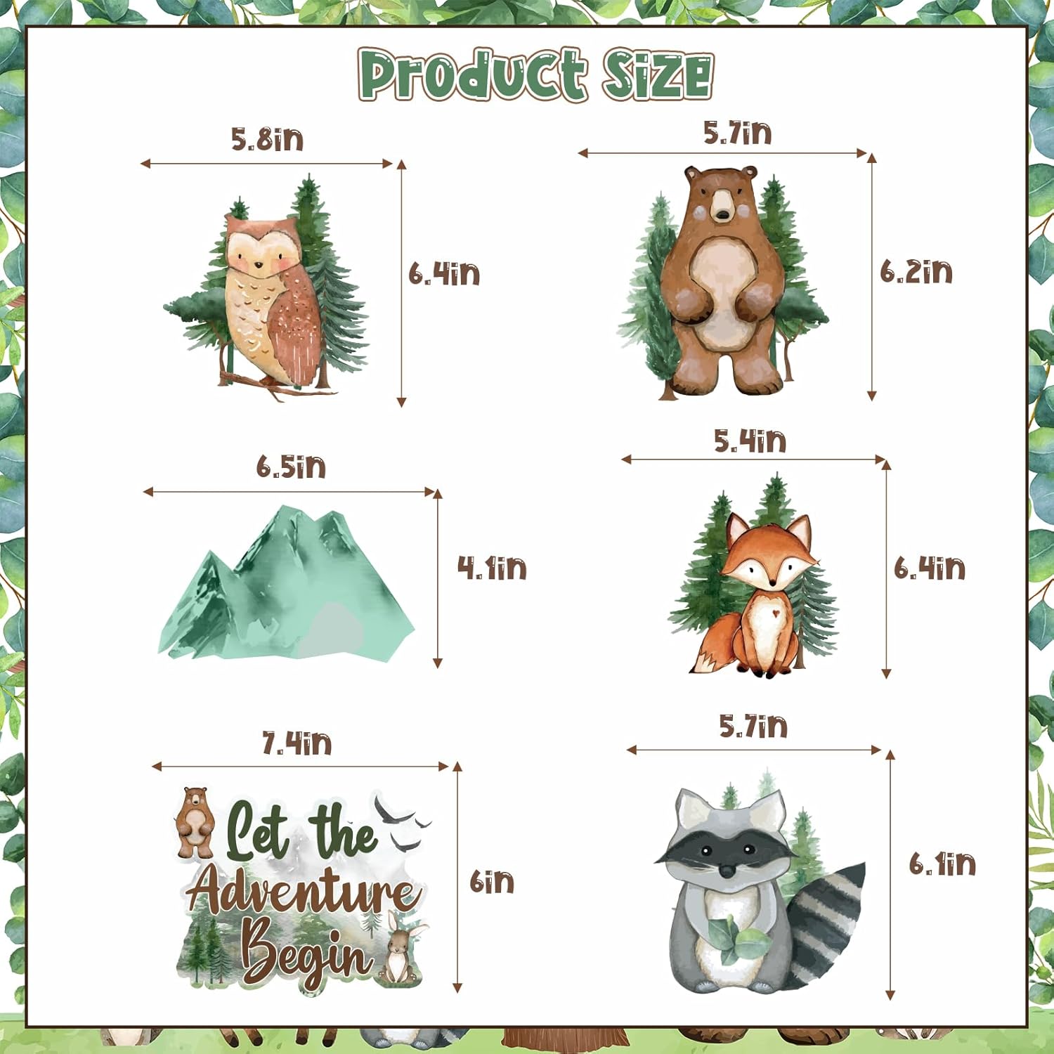 Jollyboom Woodland Baby Shower Decorations Boy Girl, 24pcs Let The Adventure Begin Centerpiece Table Decoration, Double-Sided Forest Animals Centerpieces Stick for Adventure Awaits Party Decorations