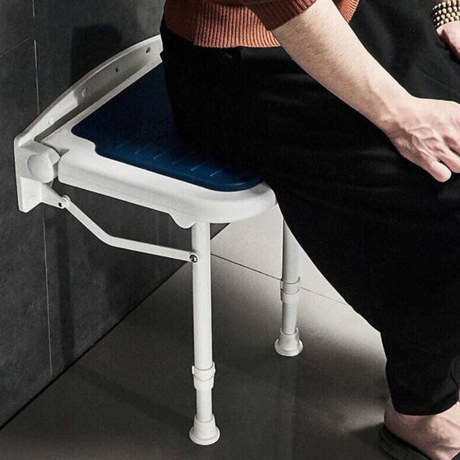 Taburete de Ducha Montado en la Pared Asiento de Ducha Abatible Impermeable Taburete de Baño para Personas Mujeres Embarazadas, Mayores o Lesionadas Sillas para Ducharse