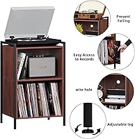 Vista 4 de LELELINKY Soporte para tocadiscos, soporte para tocadiscos de 3 niveles, armario de almacenamiento de discos de vinilo con marco de metal