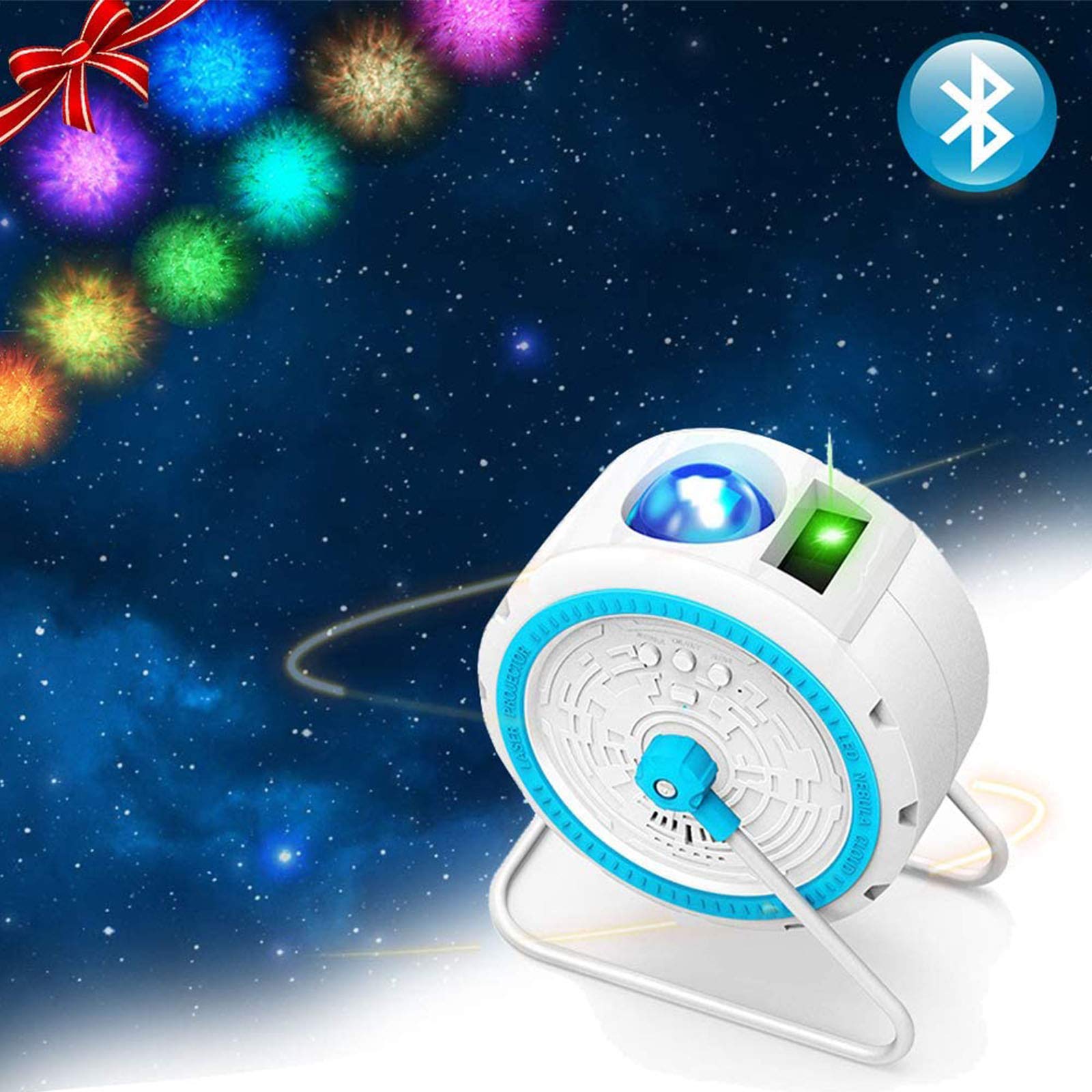 Proyector De Estrella De Techo, Lámpara De Proyector De Estrella Giratoria Romántica con 8 Modos De Iluminación Y Giratoria para Regalo De San Valentín,Blanco