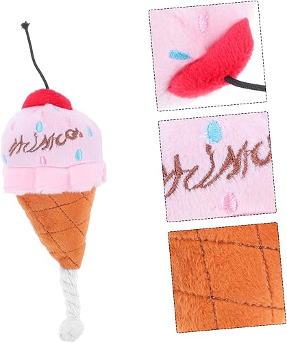 Miniatura 9 de ULTECHNOVO Juguete de helado para perro, bonito juguete de felpa para perro, juguete suave con sonido de helado, juguete masticable para mascotas y