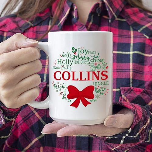 Miniatura 45 de Yeh Gift Tazas de Navidad personalizadas. Taza de café personalizada con tu nombre y nombre de miembro de la familia. Regalos familiares para Ver