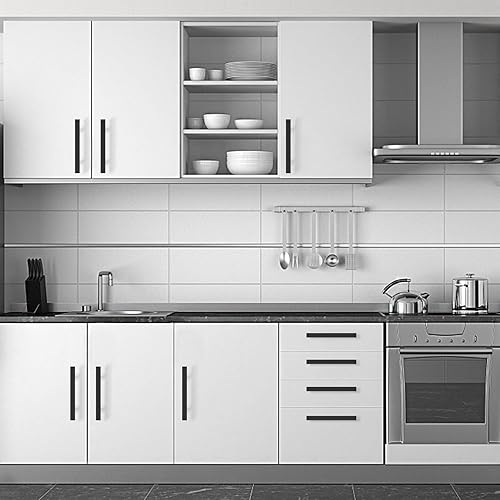 Miniatura 7 de Paquete de 30 tiradores cuadrados para gabinetes, acero inoxidable negro mate de 6 pulgadas de largo, centro de agujeros de 3-34 pulgadas, tiradores