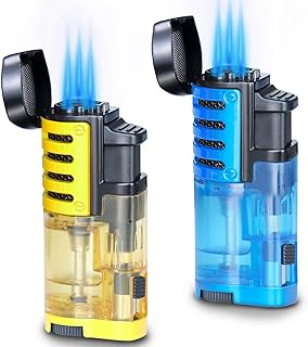 Torch Lighter 2 Pack Triple Jet Flame Butane Torch Lighters Refillable Butane Gas Lighters