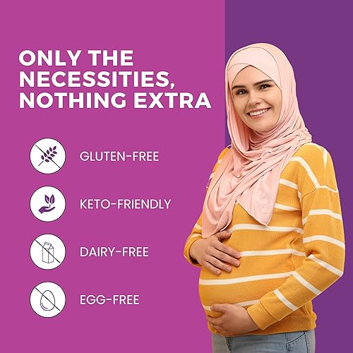 Miniatura 5 de Zaytun Vitamins Halal - Vitaminas prenatales + DHA, hierro de ácido fólico, jengibre para calmar, un diario, para todas las etapas del embarazo, sin