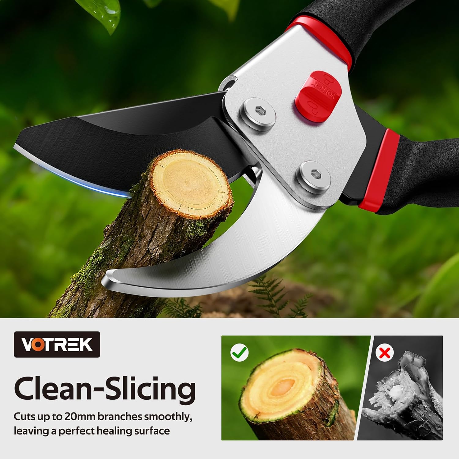 8.5”Garden Pruner with Jam-Proof Spring & Ever-Sharp SK5 Blade