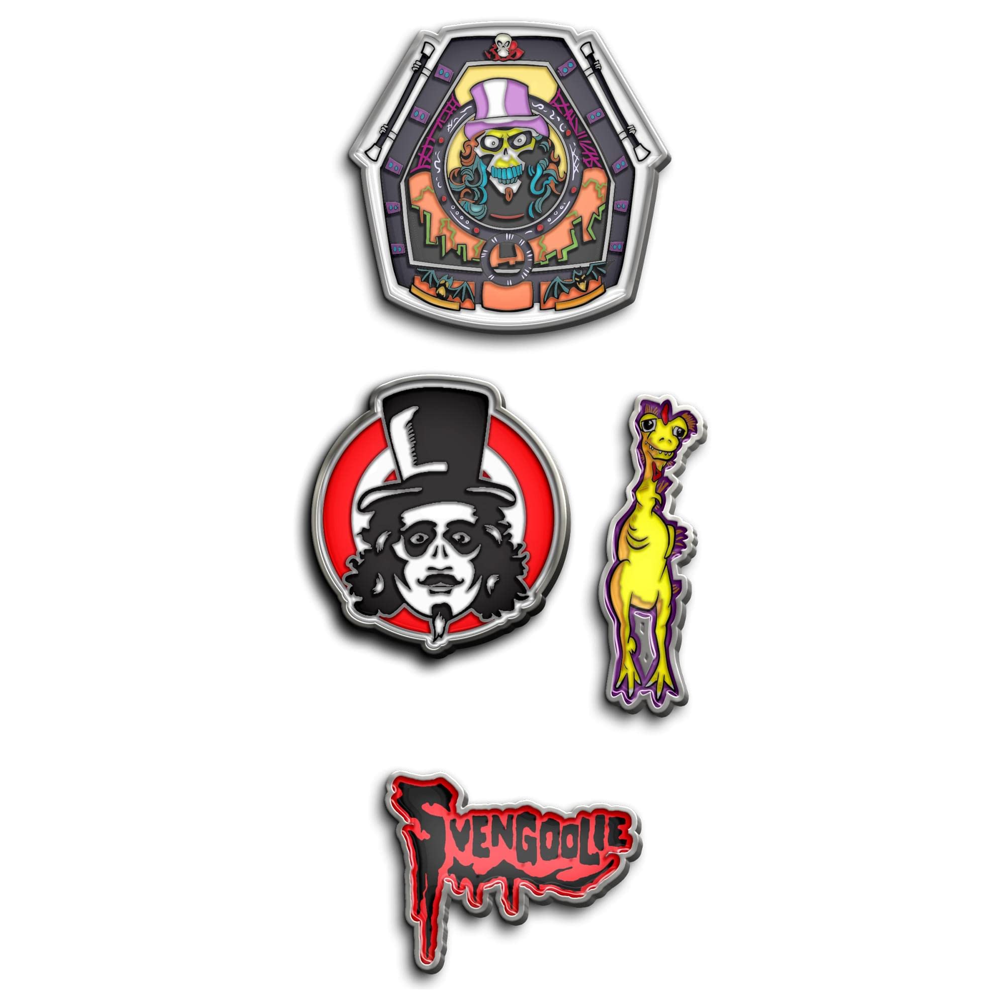 Svengoolie Limited Edition 4-Piece Enamel Pin Set Exclusive | Metal Badge Accessories For Backpack, Hats