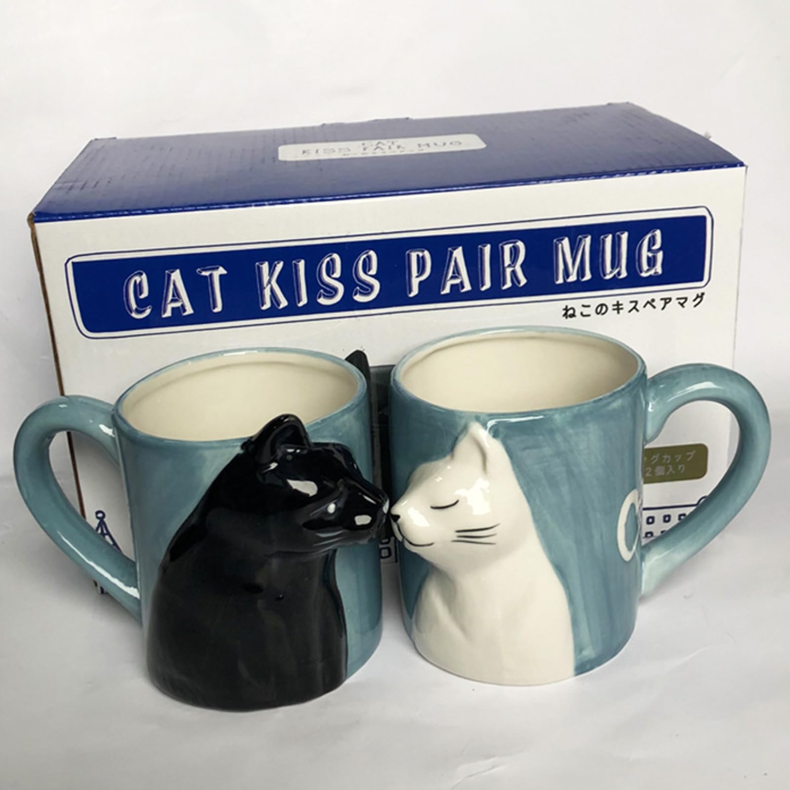 soulnioi Cat Kissing Pair Mug Set/Coffee Cups, Cat Lover Couple Mug Set, Gifts for Men/Women/Couple (350ml) - Image 3