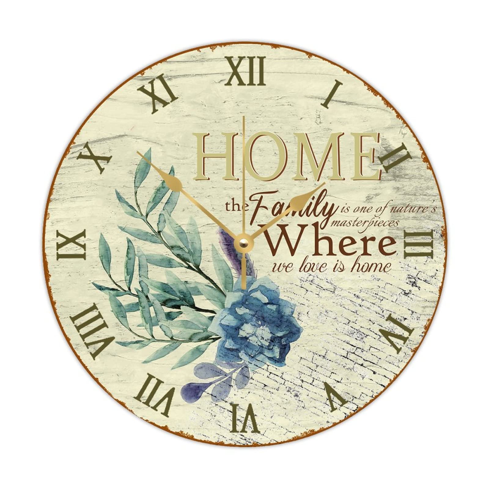 Horloge ronde en bois véritable poésie florale pour embellir votre foyer