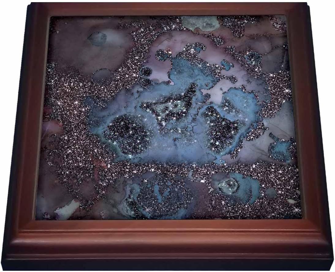 3dRose Luxury Dark Purple Ombre Gem Marble Glitter Metallic Faux Print Trivet with Tile, 8 by 8"
