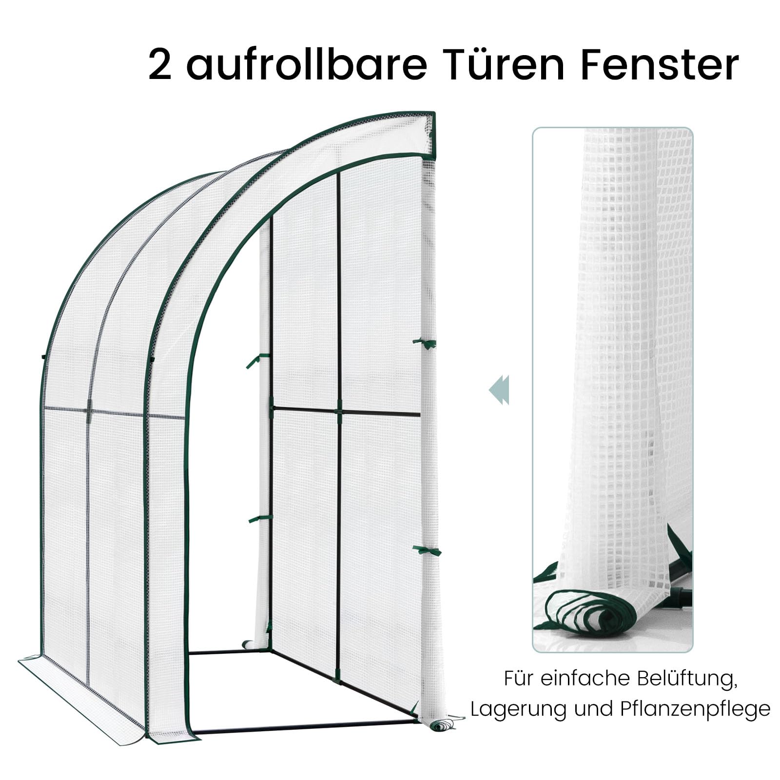 WOLTU Serre de Jardin avec Bâche PE Renforcée Imperméable 140g/m², Tente de Protection pour Plantes, Fleurs et légumes de Toutes Les Saisons, Serre de hivernage Murale, 200x100x210cm, Blanc
