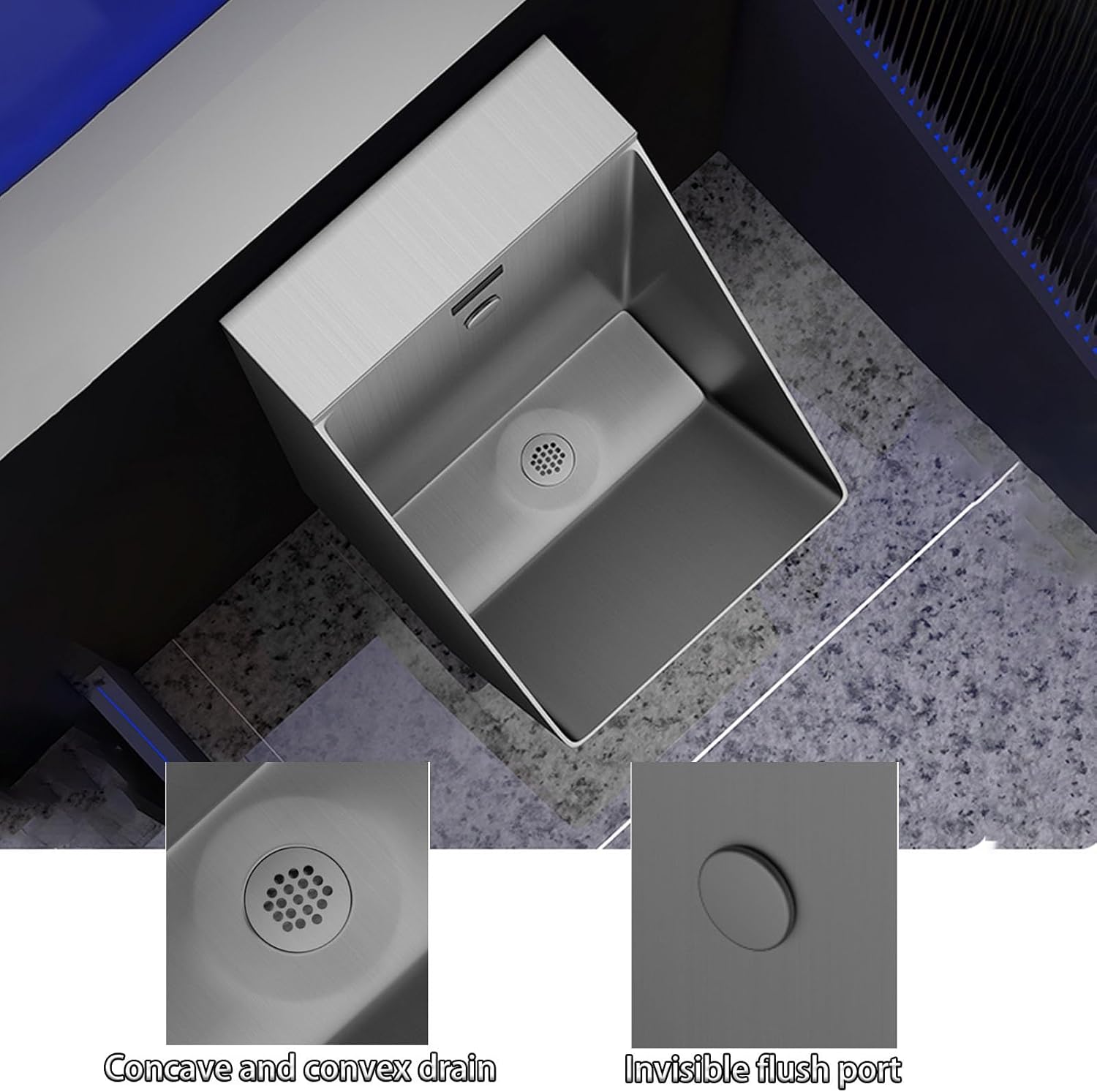 Stainless Steel Wall-Mounted Induction Urinal, High Efficiency Flushing Urinal for Commercial and Residential Use, Ideal for Schools and Public Places,Green,Black