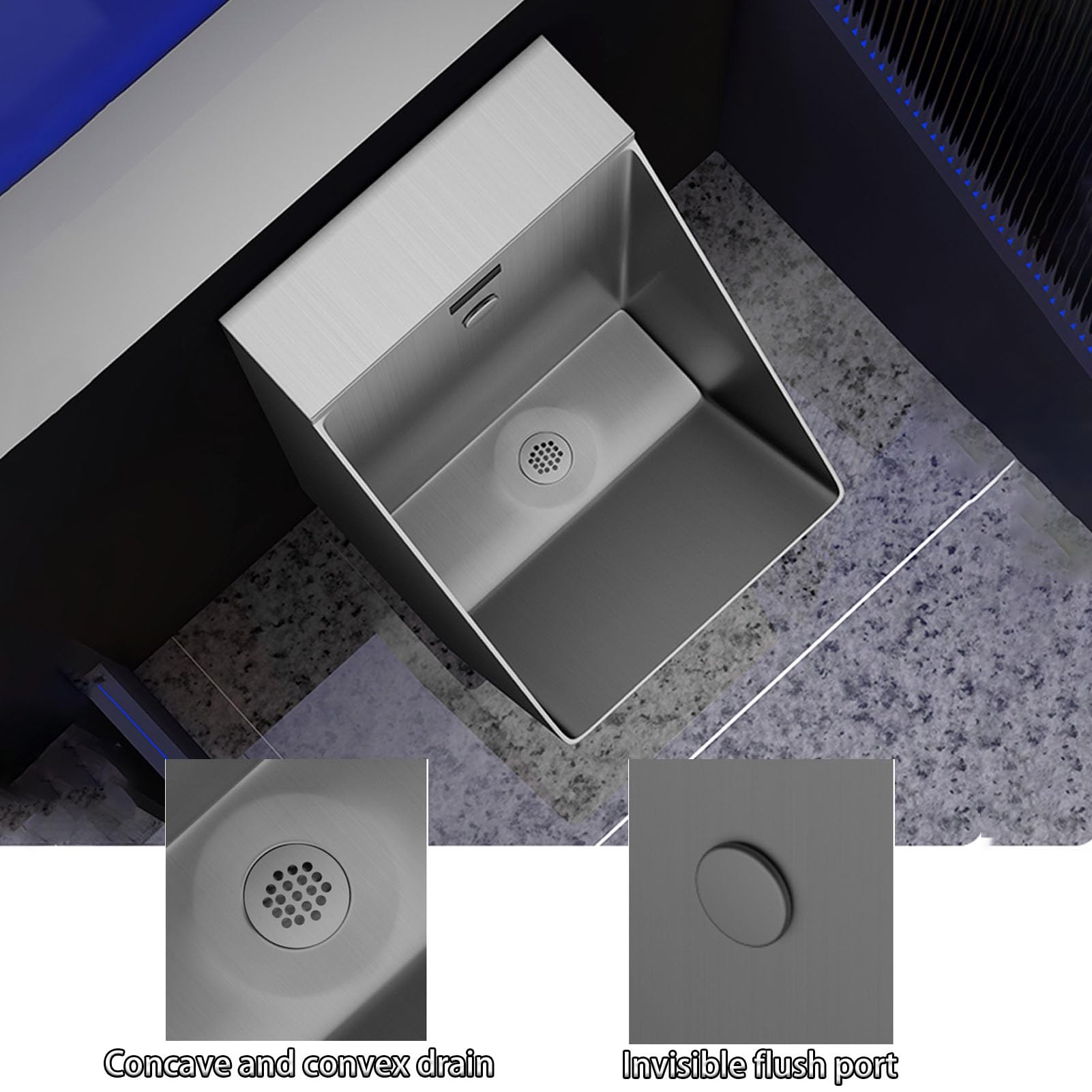 XBTGS Urinario de inducción de acero inoxidable montado en la pared, urinario de descarga de alta eficiencia para uso comercial y residencial, ideal para escuelas y lugares públicos, color rojo