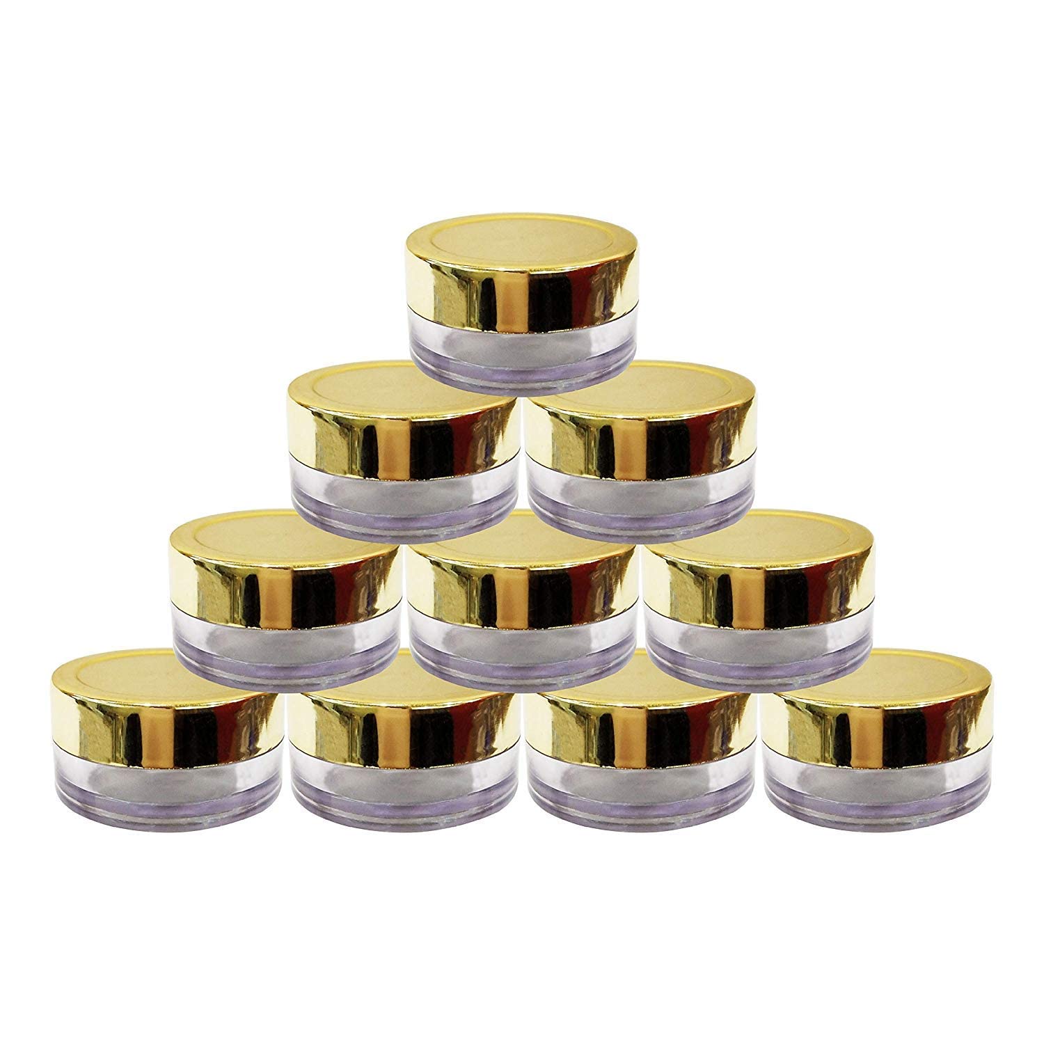 BH PLAST Pack of 10pcs 8GMS Sanjar Comes with Very Beautiful Gold Lids and Inner White Lid, Acrylic Empty Container for Cosmetics for Lip Balms, DIY Skin Care, Body Butters,Clear-8GM,Set of 10-image-35