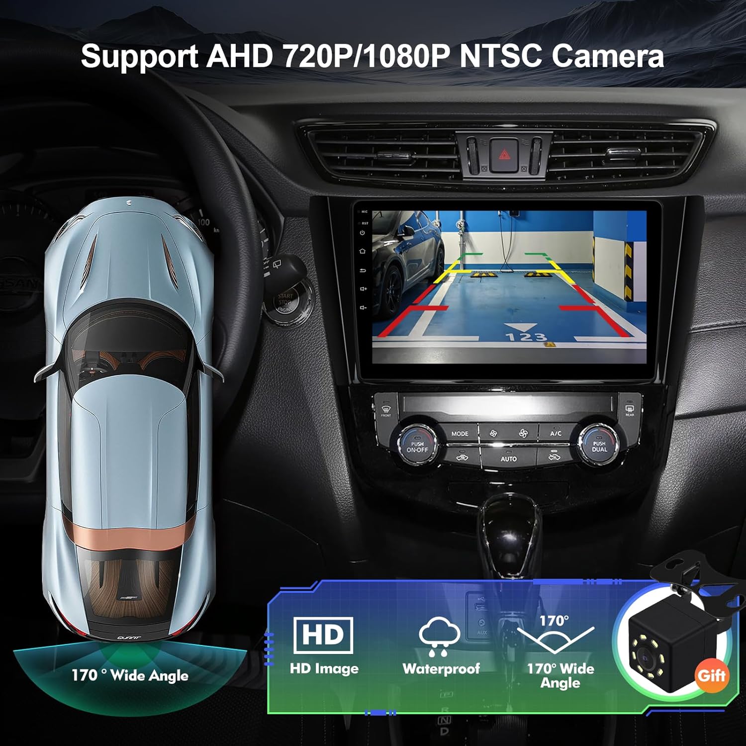 10.1 Inch IPS Touchscreen Android 14 Car Stereo for Nissan Rogue X-Trail Qashqai 2014-2018 with Wireless CarPlay & Android Auto 2+32GB Car Radio, Support WiFi 6, Bluetooth,5.4, Backup Camera, SWC