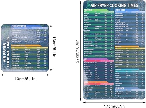 Miniatura 2 de Freidora de aire Tabla de tiempos de cocción, freidora de aire, hoja magnética de trucos para freidora de cocina, hoja de imán para freidora de