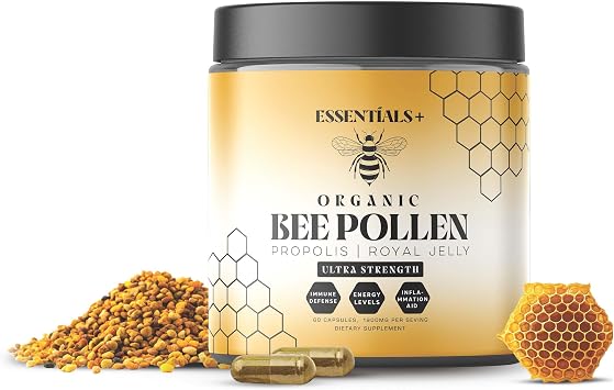 Bee Pollen Capsules W/Propolis & Royal Jelly - Propolis Capsules, Bee Pollen Organic for Breast Growth, Royal Jelly Capsule Non-GMO, Natural Energy, Immune & Vitality Support for Men & Women