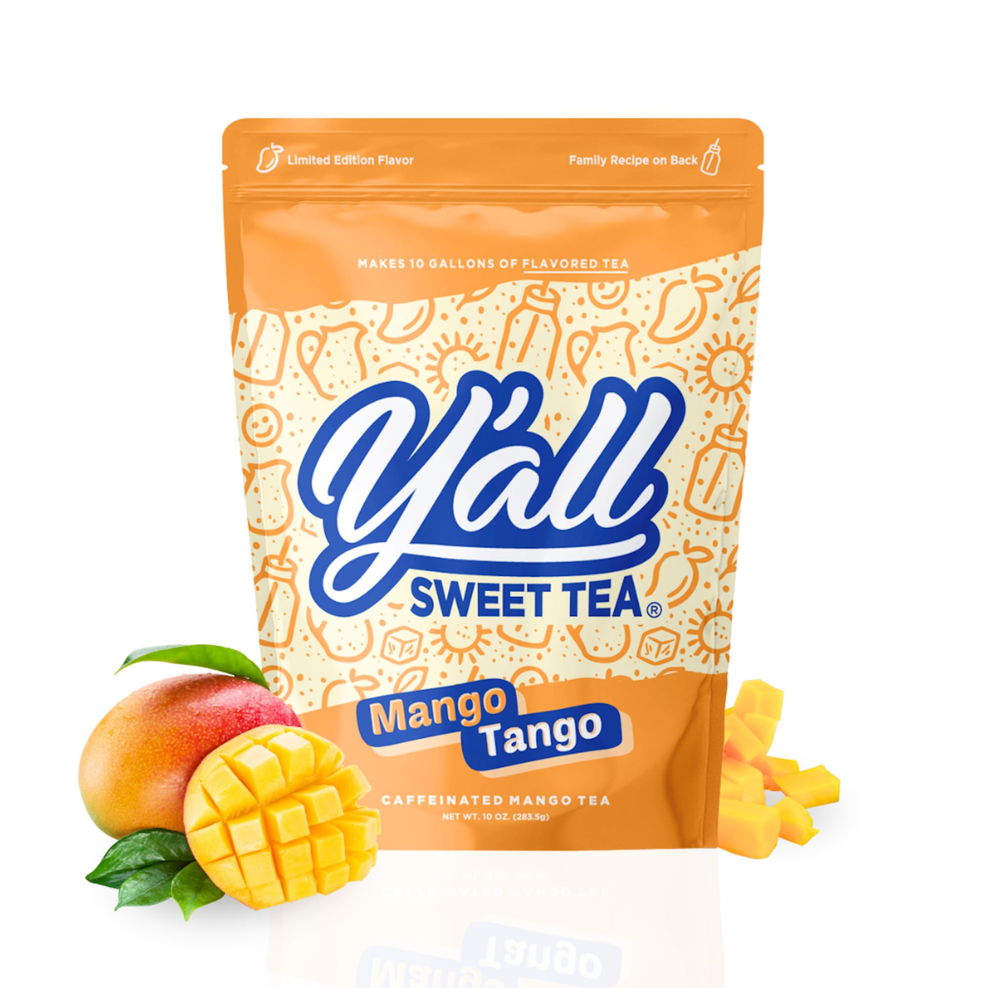 Y'all Sweet Tea - Mango Flavored Iced Tea Bags One Gallon Size in 10 Gallons Per Pack Quick Brew Southern Ice Tea with Tropical Mango Flavor | As Seen on Shark Tank (Caffeinated)