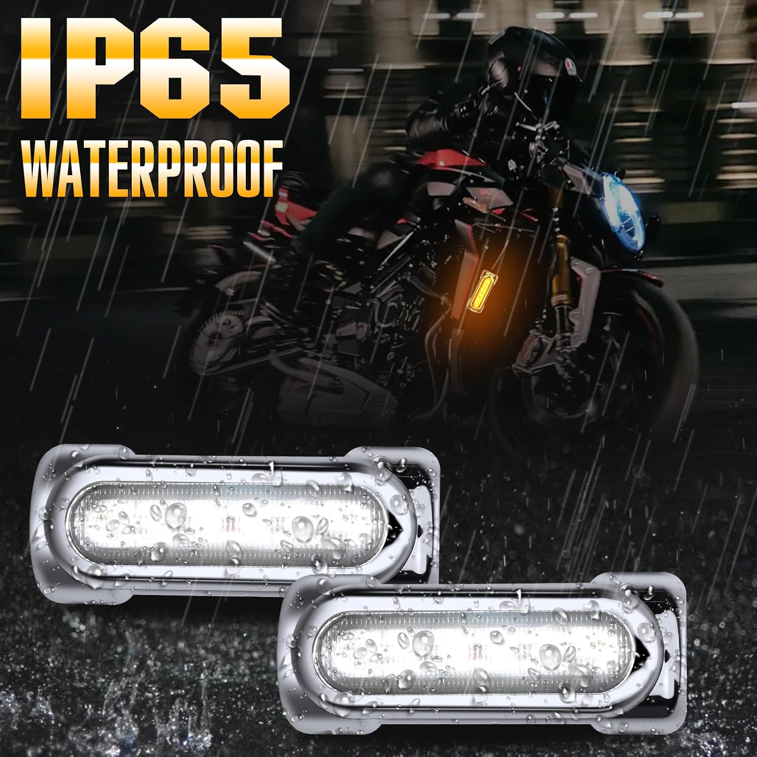 Motorcycle Highway Bar Lights Switchback Driving Crash Bar Lights Motorcycle Driving Lights Led Turn Signal Lights Dream Atmosphere Lights for 1-1/4 inch Crash Bar Touring Bikes (Silver)