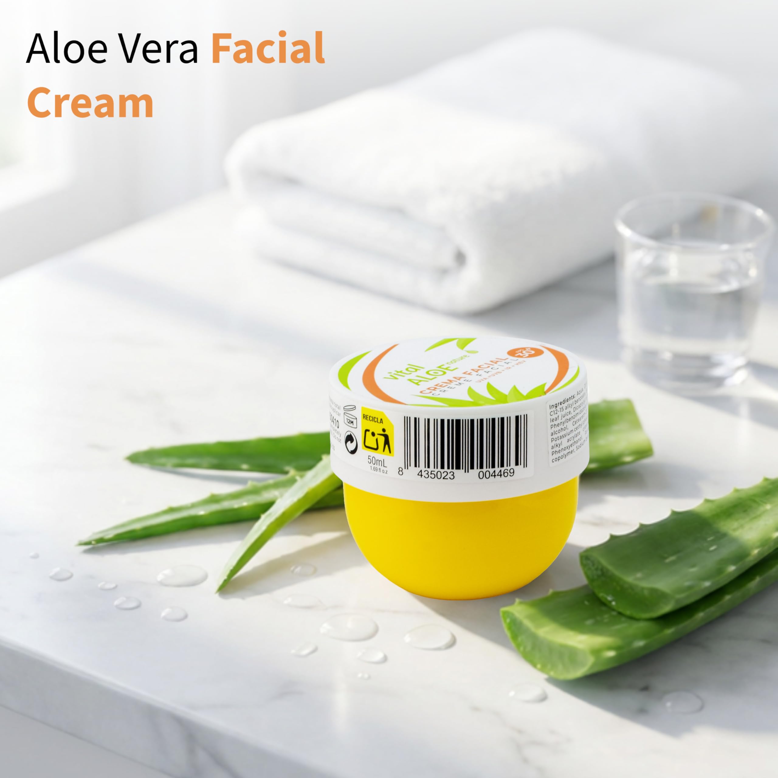 Crema Viso Aloe Vera con Protezione Solare SPF 30+ | 2x50 ml | Idratazione e Protezione Quotidiana per il Viso | Texture Leggera Non Grassa | Ideale per Città, Spiaggia e Skincare