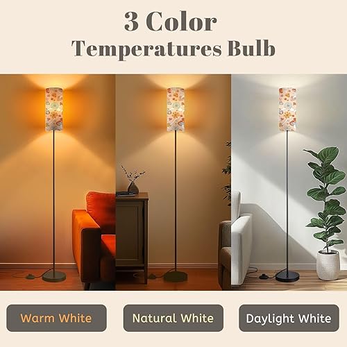 Miniatura 4 de Lámparas de pie modernas para sala de estar, retro de los años 70, 60, hongos florales, hippie, flores, de verano, con pantalla de lino, lámpara