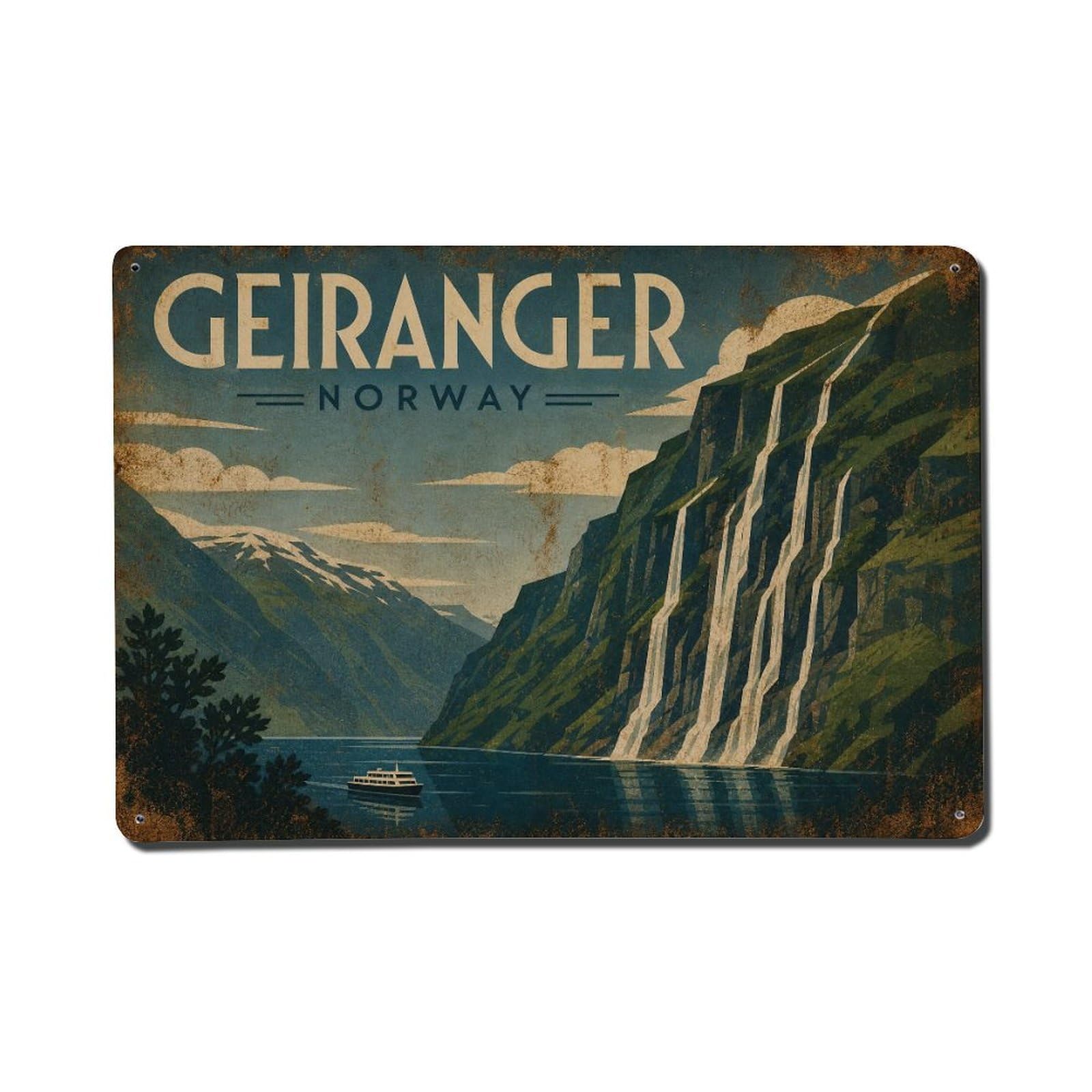 Travel Retro Norway Geiranger Metal Tin Sign