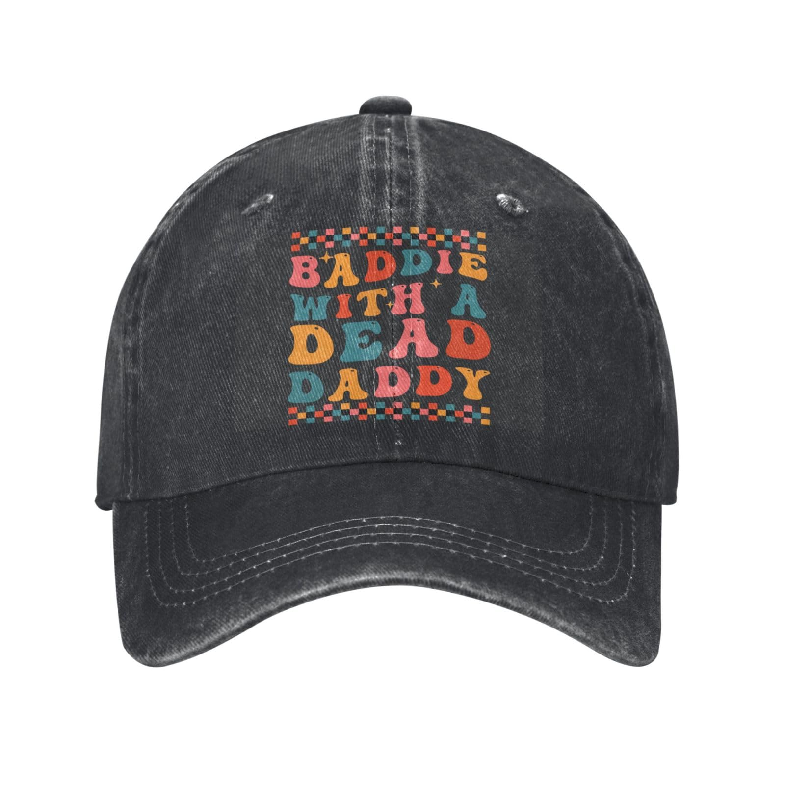 ACEPrints Baddie with A Dead Daddy Caps for Men Funny Baddie Dad Mens Baseball Cap Black