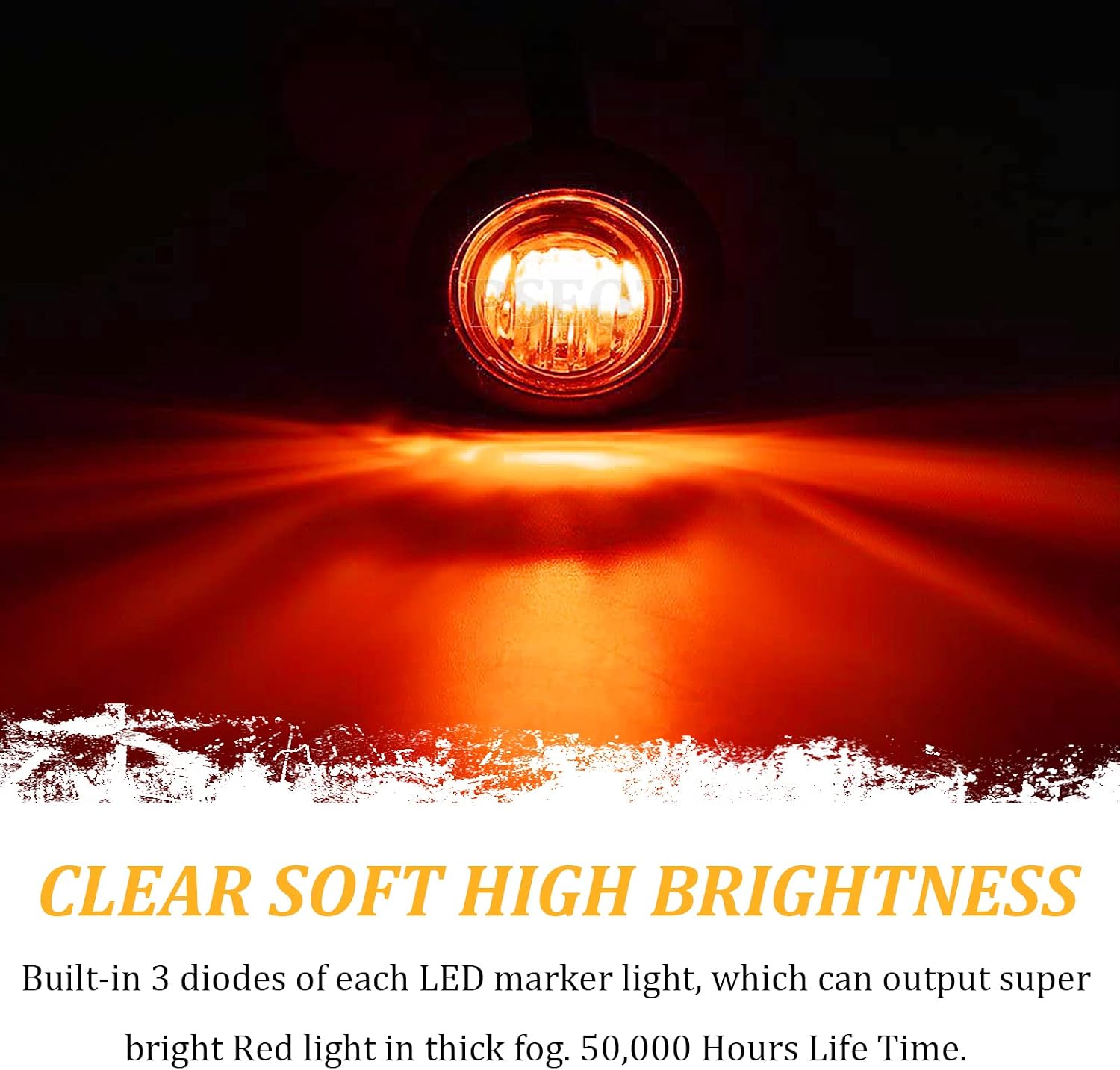 PSEQT 3/4" Round LED Clearance Lights Side Front Rear Marker Lights Bullet Brake Turn Stop Reverse Tail Lights 12V for Pickup Trailer Truck Car Bus RV (20Pcs Red)